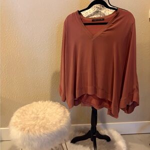Zara V-Neck Blouse in Rust